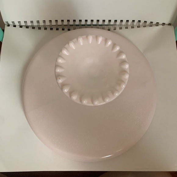 Vintage Jeanette Pale Pink Milk Glass Beaded 10” Cake Stand Pedestal - Picture 5 of 5